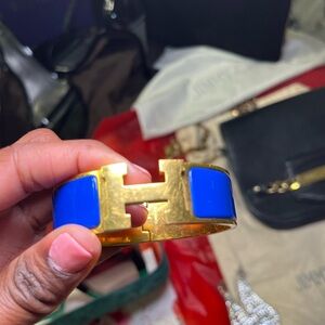 Authentic Hermes Clic Clac H Bracelet in blue